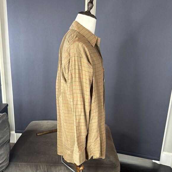 Men's Stubbs Collection Olive Check Long Sleeve Western Shirt Size L No Buttons - Picture 3 of 13